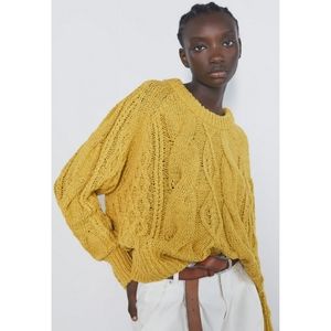 Zara mustard cable knit sweater
